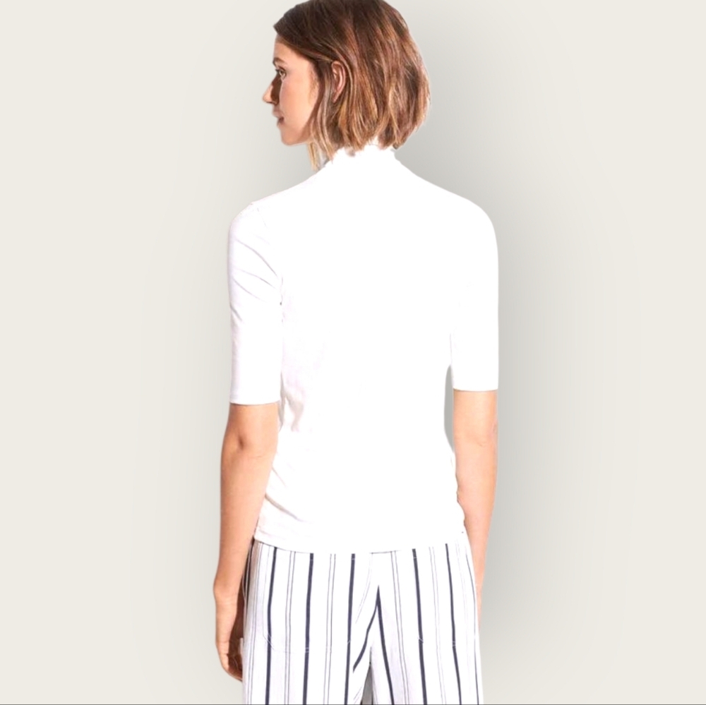 VINCE Elbow Sleeve Half Zip Tee Top In Off White Small EUC - Picture 3 of 10